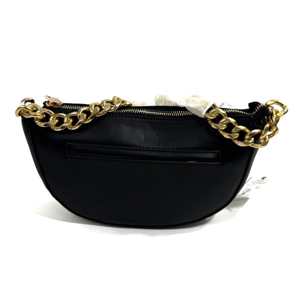 Urban Expressions Black Smooth Faux Leather Vivian Chunky Chain Crossbody New